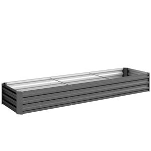 Outsunny Floreira Exterior Grande Retangular em Aço Galvanizado Horta Urbana para Cultivar Plantas e Ervas Floreira com Base Aberta Resistente às Intempéries 240x60x30 cm Cinzento