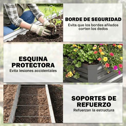Outsunny Floreira Exterior Grande Retangular em Aço Galvanizado Horta Urbana para Cultivar Plantas e Ervas Floreira com Base Aberta Resistente às Intempéries 240x60x30 cm Cinzento