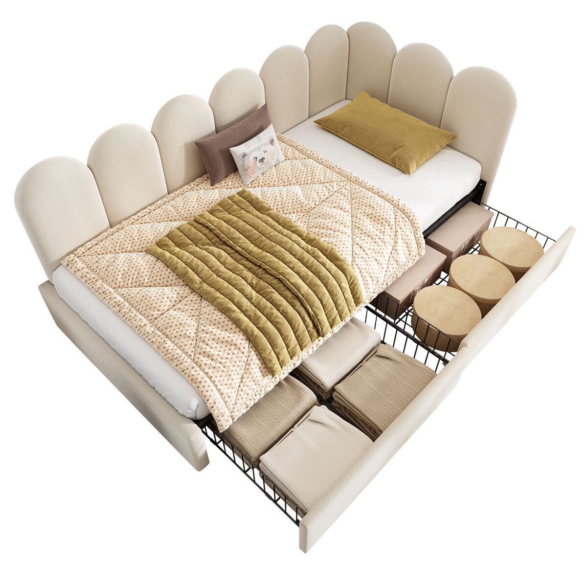 Cama individual de terciopelo