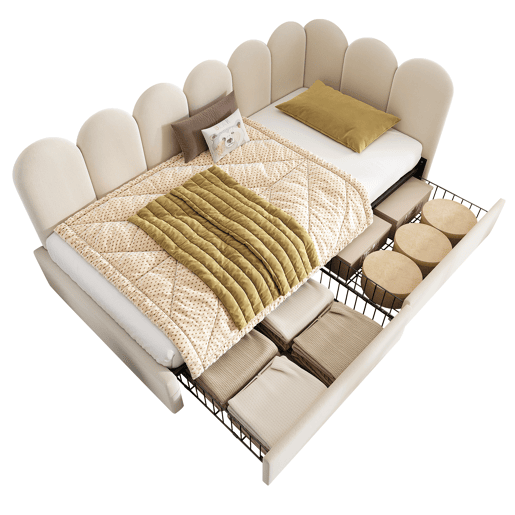 Cama de solteiro de veludo 90x190 cm,bege
