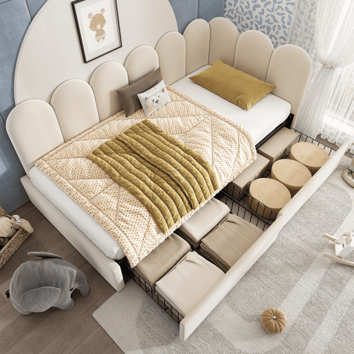 Cama de solteiro de veludo 90x190 cm,bege