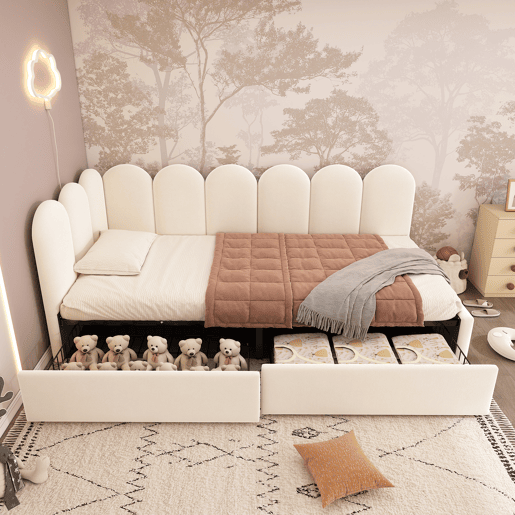 Cama de solteiro de veludo 90x190 cm,bege
