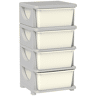 HOMCOM Organizador de Brinquedos com 4 Gavetas Torre de Arrumação para Crianças +3 Anos Cantos Arredondados e Pegas para Creche Sala de Brincar Quarto 37x37x76 cm Creme