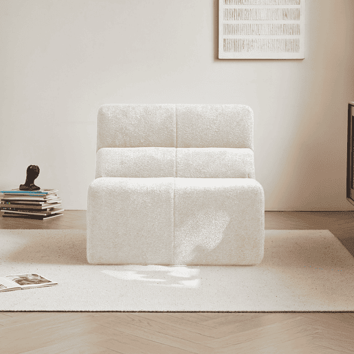 Sofá individual - Veludo macio estilo nuvem, elegante e confortável - Branco
