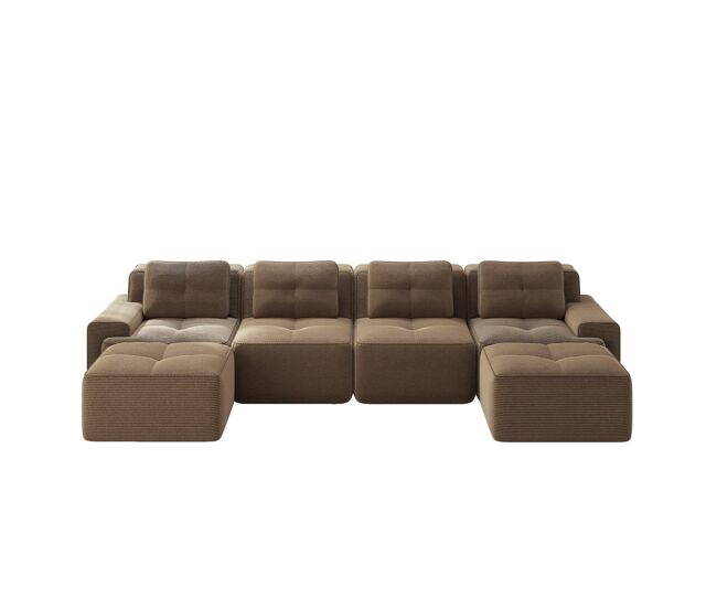 Sofá modular boneless 4 plazas - profundo, acolchado, sin montaje, antideslizante - marrón