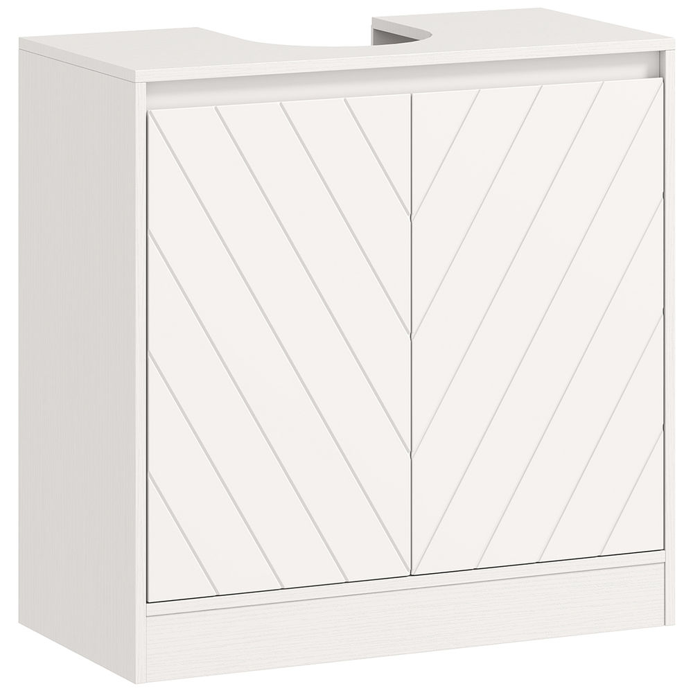 Homcom mueble bajo lavabo, mueble de baño con 2 puertas y estante ajustable, armario de baño para lavabos con o sin pedestal, estilo vintage, 60x30x59,8 cm, blanco