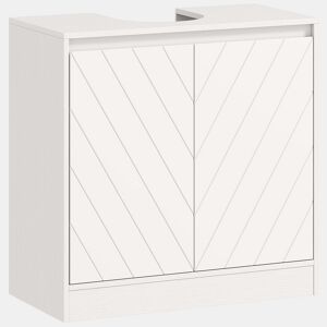 HOMCOM Móvel para Lavatório Pousar Móvel Lavatório Casa de Banho com 2 Portas e Prateleira Ajustável para Lavatórios com ou sem Pedestal Estilo Vintage 60x30x59,8 cm Branco
