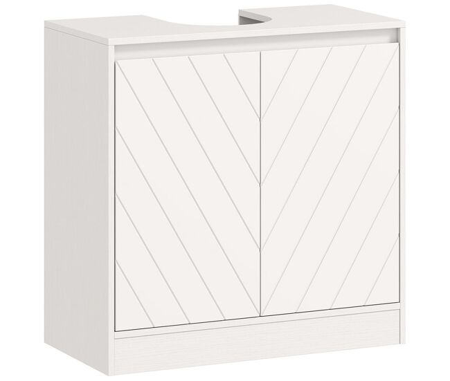 Homcom mueble bajo lavabo, mueble de baño con 2 puertas y estante ajustable, armario de baño para lavabos con o sin pedestal, estilo vintage, 60x30x59,8 cm, blanco