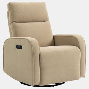 HOMCOM Poltrona Relax Reclinável Elétrica com Motor Duplo, Poltrona de Chenille Giratória e de Balanço com Apoio de Cabeça Ajustável, Portas USB e USB-C, Apoio para os Pés, Botões Iluminados, Bege