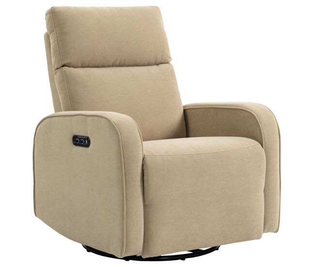 Homcom sillón relax reclinable eléctrico con doble motor, sillón reclinable de chenilla giratorio y balancín con reposacabezas ajustable, puertos usb