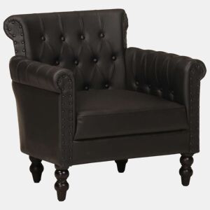 vidaXL Poltrona em couro de cabra genuíno preto