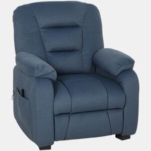 HOMCOM Poltrona Relax Reclinável Elétrica Poltrona Reclinável Silenciosa com Função Memória Apoio para os Pés Controlo Remoto Bolsos Laterais Porta USB Tecido Veludo para Quarto Sala de Estar Azul