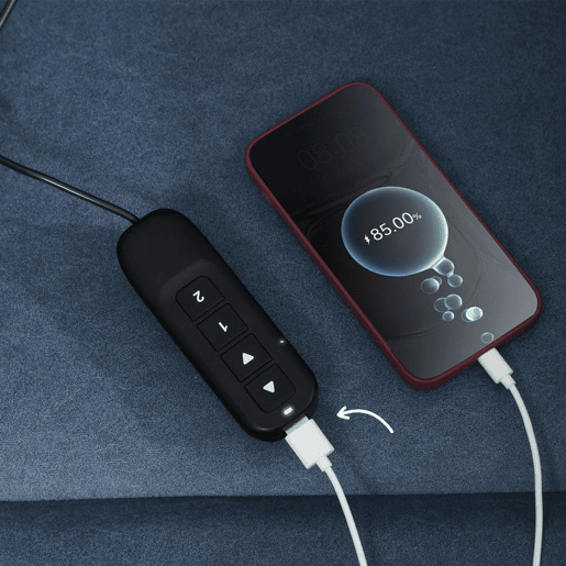 HOMCOM Poltrona Relax Reclinável Elétrica Poltrona Reclinável Silenciosa com Função Memória Apoio para os Pés Controlo Remoto Bolsos Laterais Porta USB Tecido Veludo para Quarto Sala de Estar Azul