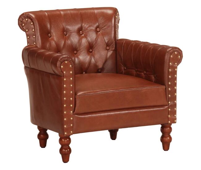 Vidaxl sillón de cuero auténtico de cabra marrón