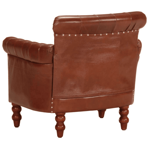 vidaXL Poltrona em couro de cabra genuíno castanho