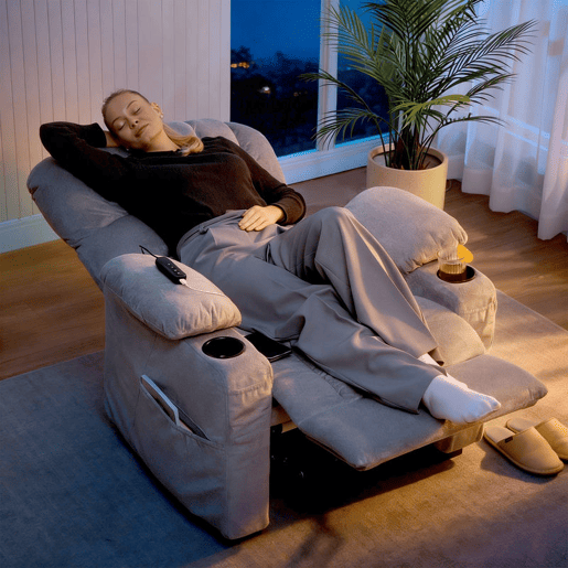 HOMCOM Poltrona Relax Reclinável Elétrica, Poltrona Silenciosa de Veludo com Função Memória, Apoio para os Pés, Comando Remoto, Bolsos Laterais, Porta USB, Porta-Copos, Encosto Concha, Cinzento