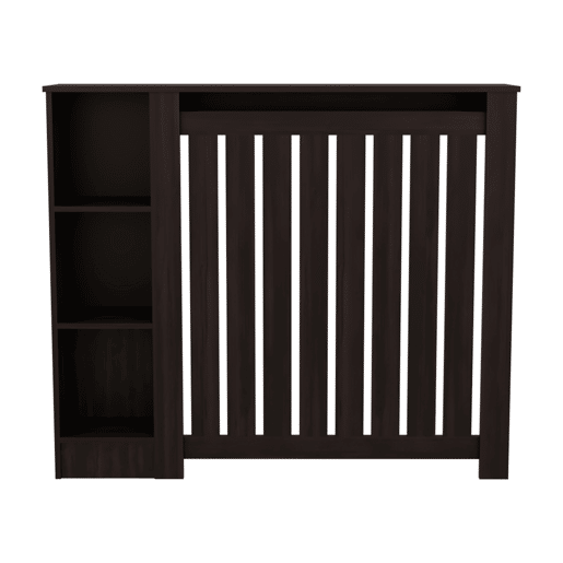 Móvel para Radiador Risk com Grelhas Decorativas e Prateleiras Abertas que Melhoram a Arrumação