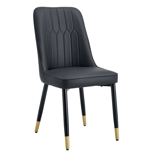Cadeira de sala de jantar 2 unidades - moderna com encosto em PU e pernas em metal - preta
