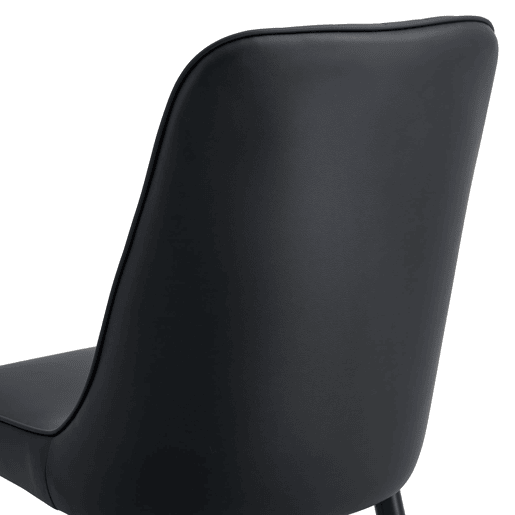 Cadeira de sala de jantar 2 unidades - moderna com encosto em PU e pernas em metal - preta