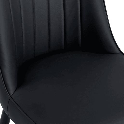 Cadeira de sala de jantar 2 unidades - moderna com encosto em PU e pernas em metal - preta