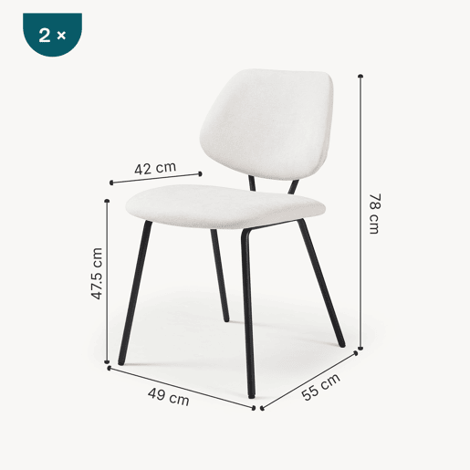 Conjunto de 2 cadeiras de jantar Köma tecido 78x49x55 cm Bege en.casa