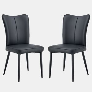 Cadeiras de sala de jantar 2 unidades 89 cm - design moderno em PU - preto