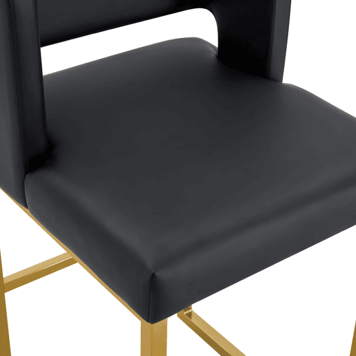 Bancos de bar 2 unidades - estilo nórdico, design quadrado, pernas metálicas douradas - Preto+Dourado