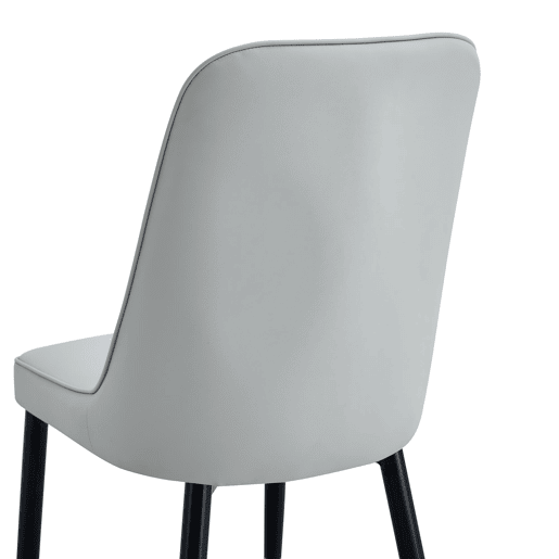 Cadeira de jantar 2 unidades - moderna, encosto em PU e pernas metálicas - Cinza claro + Preto
