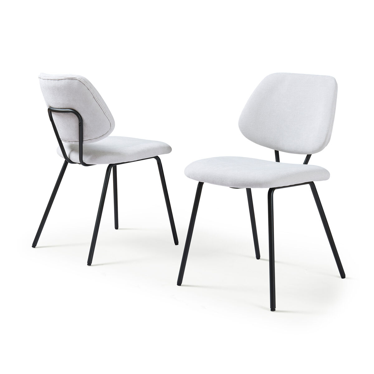 Juego de 2 sillas de comedor köma tela acero 78x49x55cm gris claro [en.casa]