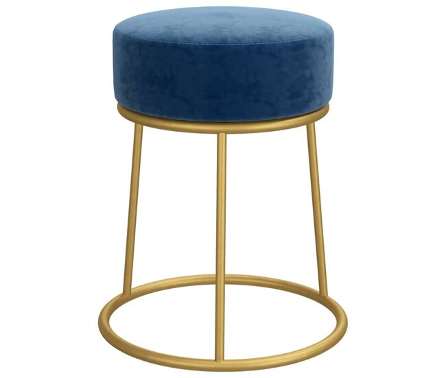 Vidaxl hocker redondo azul terciopelo