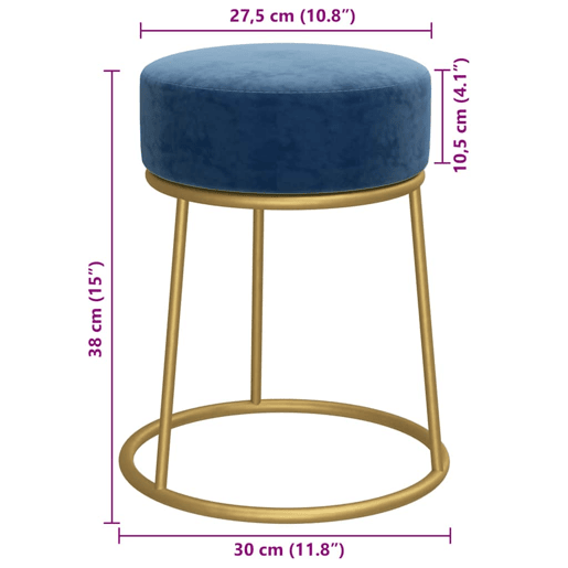 vidaXL Banqueta redonda veludo azul