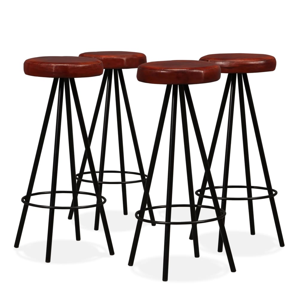 Vidaxl taburetes de barra de cocina 4 unidades cuero auténtico