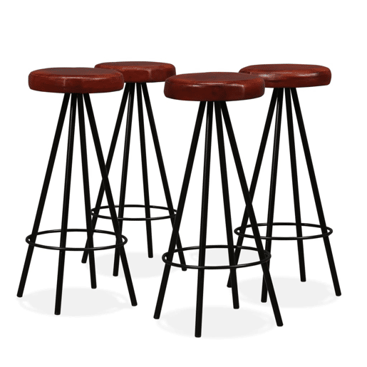vidaXL Bancos de bar 4 pcs couro genuíno
