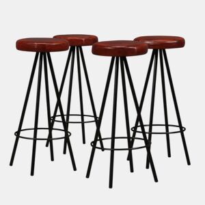 vidaXL Bancos de bar 4 pcs couro genuíno