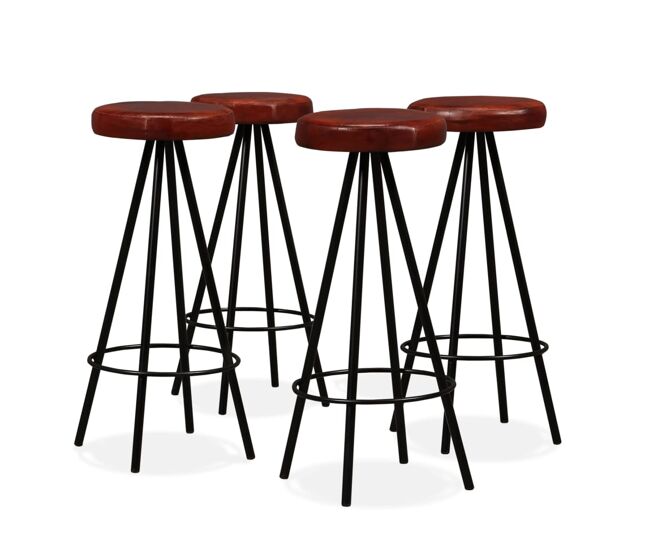 Vidaxl taburetes de barra de cocina 4 unidades cuero auténtico