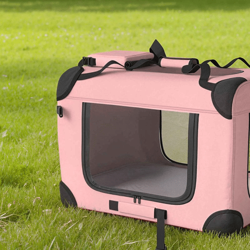 PawHut Transportadora para Cães Dobrável, 60x41,5x41 cm, Transportadora para Animais de Estimação com Janelas de Rede, Almofada Macia e 2 Pegas, Bolsa de Transporte para Cães Pequenos, Gatos, Cor-de-Rosa