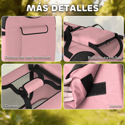 PawHut Transportadora para Cães Dobrável, 60x41,5x41 cm, Transportadora para Animais de Estimação com Janelas de Rede, Almofada Macia e 2 Pegas, Bolsa de Transporte para Cães Pequenos, Gatos, Cor-de-Rosa