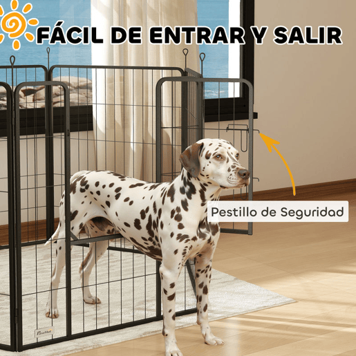 PawHut Parque para Cães com 6 Painéis de 100 cm de Altura Vedação Dobrável em Aço com Porta para Interior e Exterior Preto