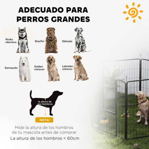 PawHut Parque para Cães com 6 Painéis de 100 cm de Altura Vedação Dobrável em Aço com Porta para Interior e Exterior Preto