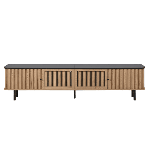 Móvel de TV 190x35x45 cm - Duas portas de correr, duas portas de grade, design exclusivo - Carvalho