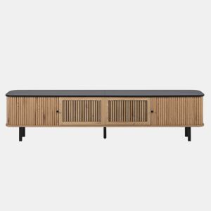 Móvel de TV 190x35x45 cm - Duas portas de correr, duas portas de grade, design exclusivo - Carvalho