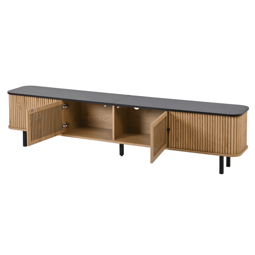 Móvel de TV 190x35x45 cm - Duas portas de correr, duas portas de grade, design exclusivo - Carvalho