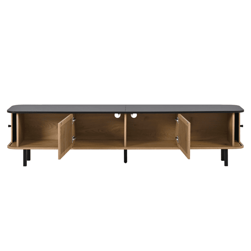 Móvel de TV 190x35x45 cm - Duas portas de correr, duas portas de grade, design exclusivo - Carvalho