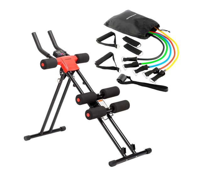Pack bandas de resistencia y máquina de abdominales con accesorios y guía de ejercicios innovagoods