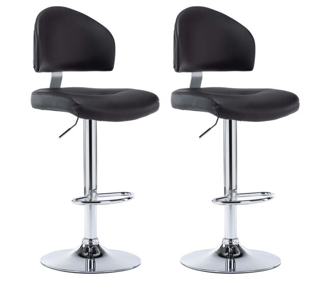Vidaxl taburetes de cocina 2 unidades cuero sintético negro