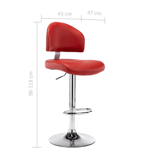 vidaXL Banco de bar couro artificial vermelho tinto