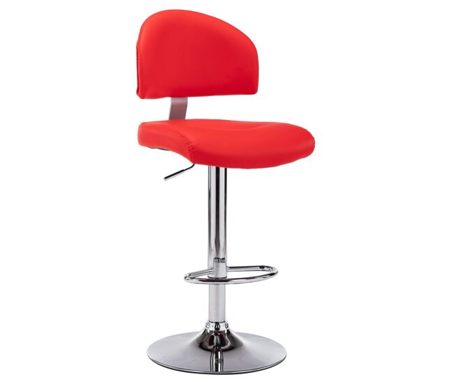 Vidaxl taburete de cocina de cuero sintético rojo
