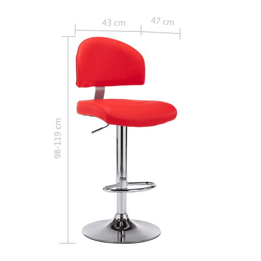 vidaXL Banco de bar couro artificial vermelho