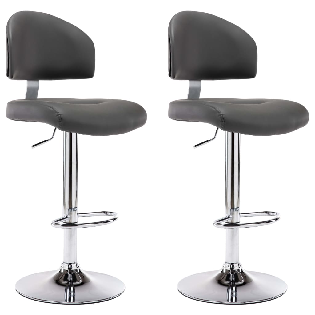 Vidaxl taburetes de cocina 2 unidades cuero sintético gris