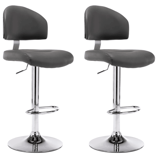 vidaXL Bancos de bar 2 pcs couro artificial cinzento vidaXL Bancos de bar 2 pcs couro artificial cinzento
